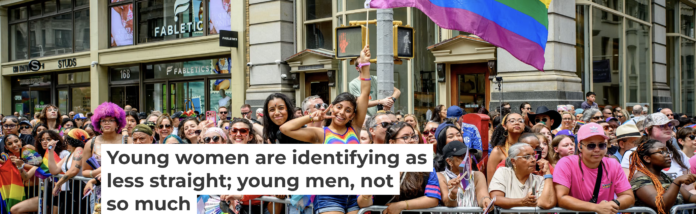Crowds gather for a Pride march in New York in June 2026. New research shows that the boundaries of heterosexuality are changing for young women. Roy Rochlin/Getty Images